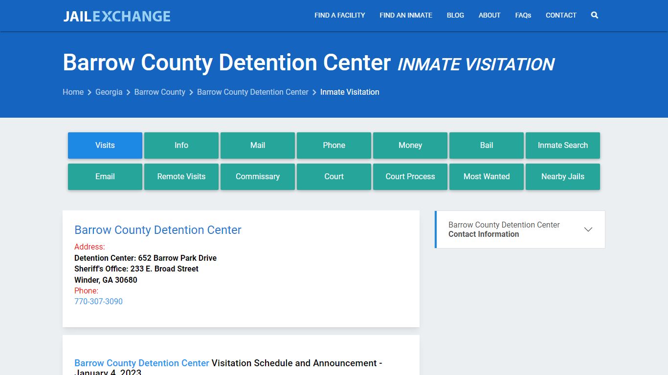 Inmate Visitation - Barrow County Detention Center, GA - Jail Exchange