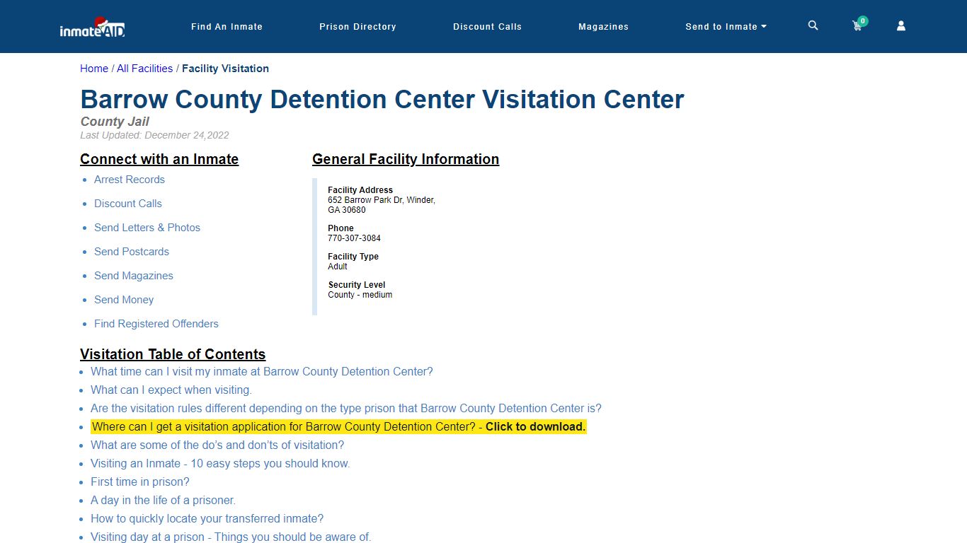 Barrow County Detention Center | Visitation, dress code ... - InmateAid